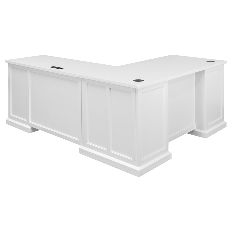 Pemberly Row Modern Wood L-Desk & Return Writing Table & Return Office White
