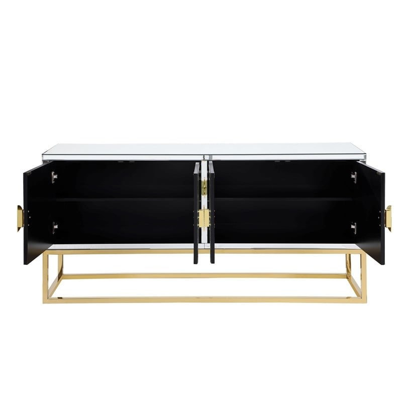 Pemberly Row Modern / Contemporary Gold Mirrored Wood Sideboard