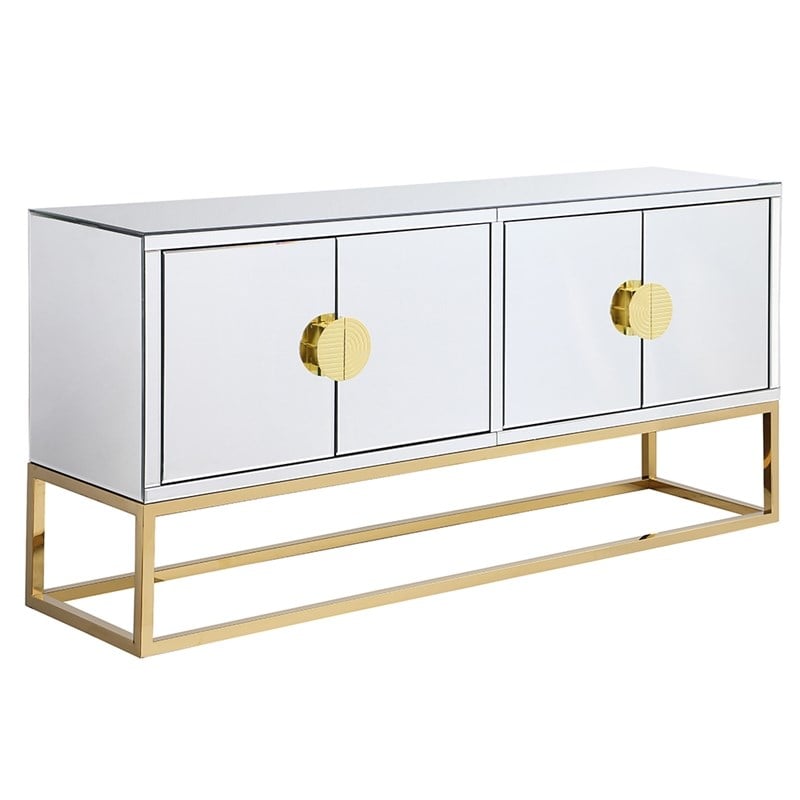 Pemberly Row Modern / Contemporary Gold Mirrored Wood Sideboard