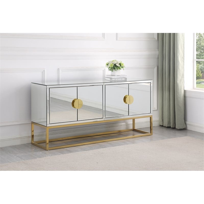 Pemberly Row Modern / Contemporary Gold Mirrored Wood Sideboard