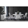 Pemberly Row Modern Wood White Dining Table with Clear Glass Inlay