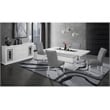 Pemberly Row Modern Wood White Dining Table with Clear Glass Inlay
