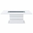 Pemberly Row Modern Wood White Dining Table with Clear Glass Inlay
