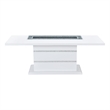 Pemberly Row Modern Wood White Dining Table with Clear Glass Inlay