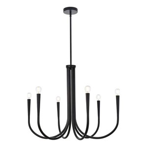 Pemberly Row 30&quot 6-Light Transitional Metal Chandelier in Black