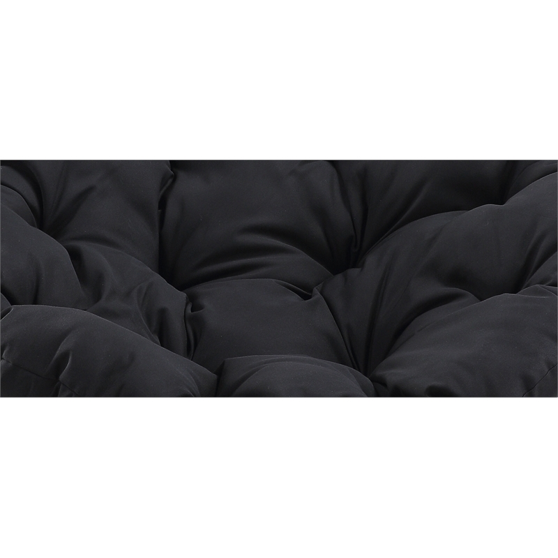 Pemberly Row Chair with Black Round Pillow Cushion Fabric - Natural Wicker Weave