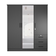 Pemberly Row Engineered Wood Wardrobe Armoire with Mirror in Black