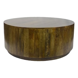 Pemberly Row Modern 42&quot Round Wood Coffee Table in Elm Brown