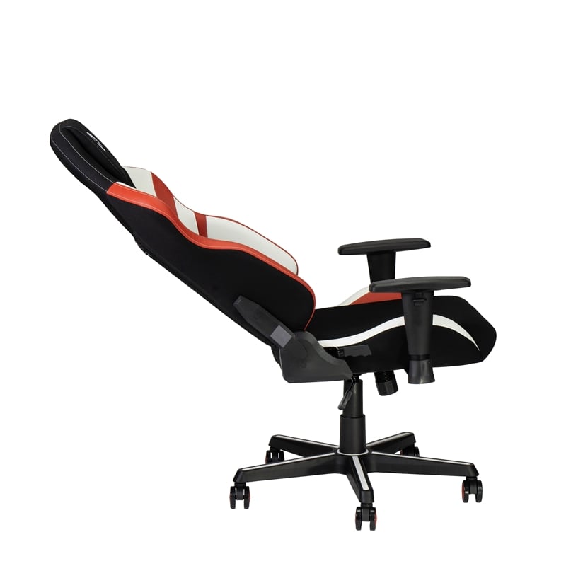 Pemberly Row Modern Fabric Echo Gaming Chair with Height Adjustable in Black/Red
