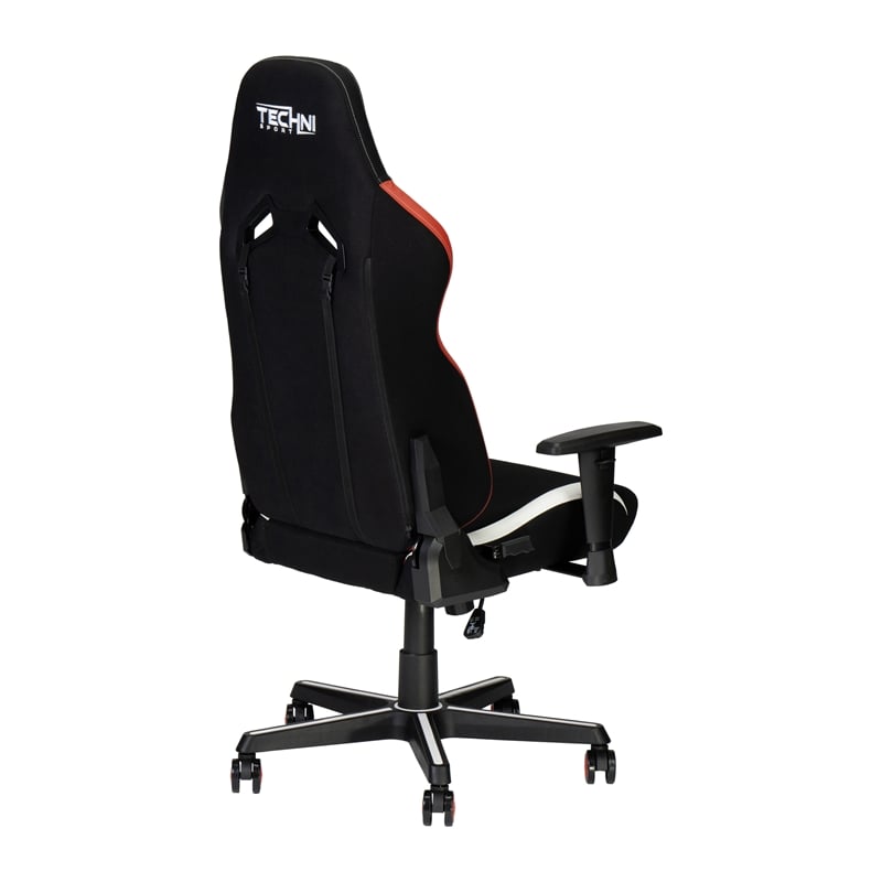 Pemberly Row Modern Fabric Echo Gaming Chair with Height Adjustable in Black/Red