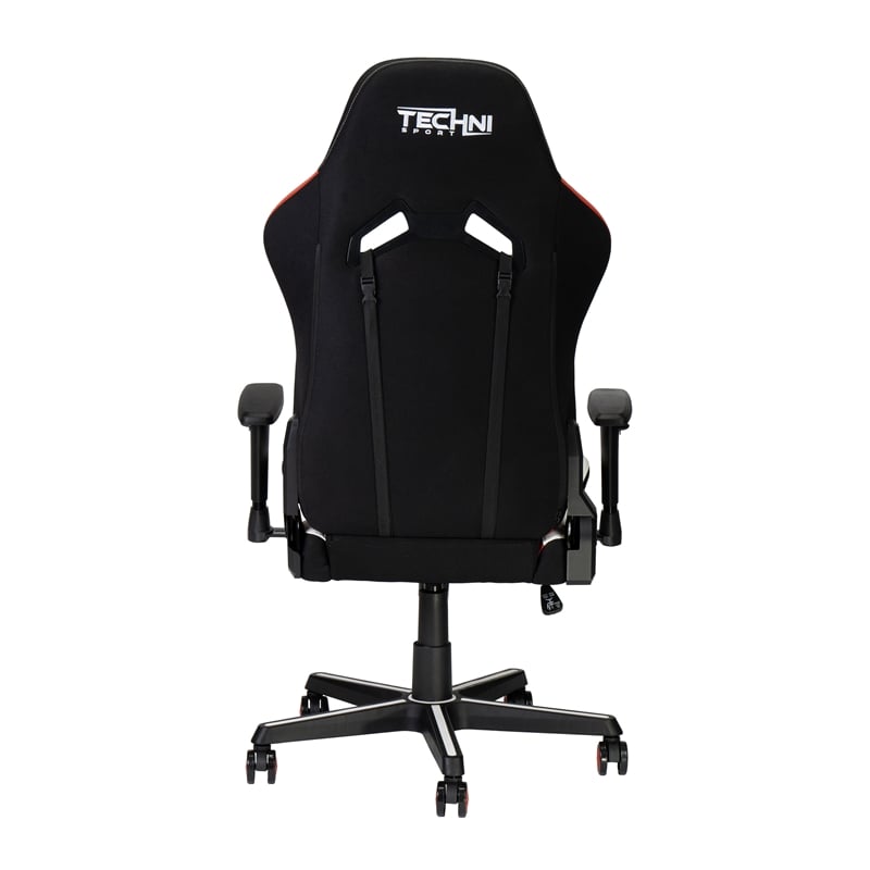 Pemberly Row Modern Fabric Echo Gaming Chair with Height Adjustable in Black/Red