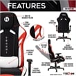 Pemberly Row Modern Fabric Echo Gaming Chair with Height Adjustable in Black/Red