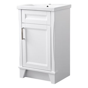 Pemberly Row 20&quot Single Sink Vanity in White Finish with White Ceramic Sink Top