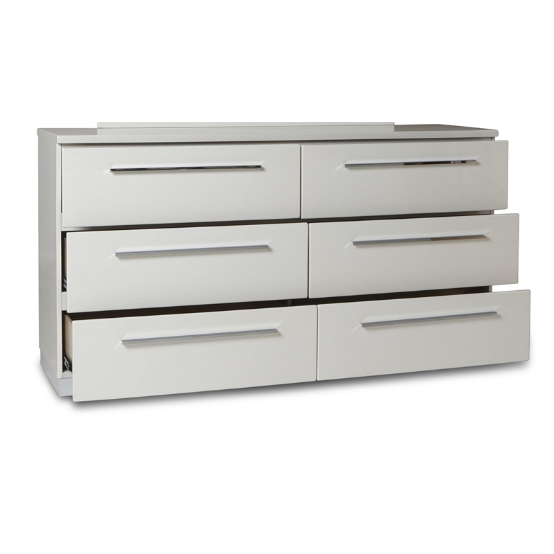 Pemberly Row Contemporary 6-Drawer Wood Dresser in White Finish