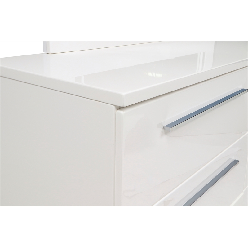 Pemberly Row Contemporary 6-Drawer Wood Dresser in White Finish