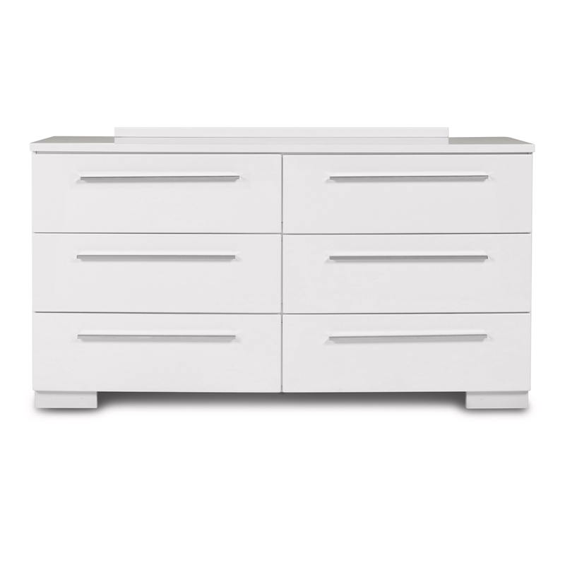 Pemberly Row Contemporary 6-Drawer Wood Dresser in White Finish