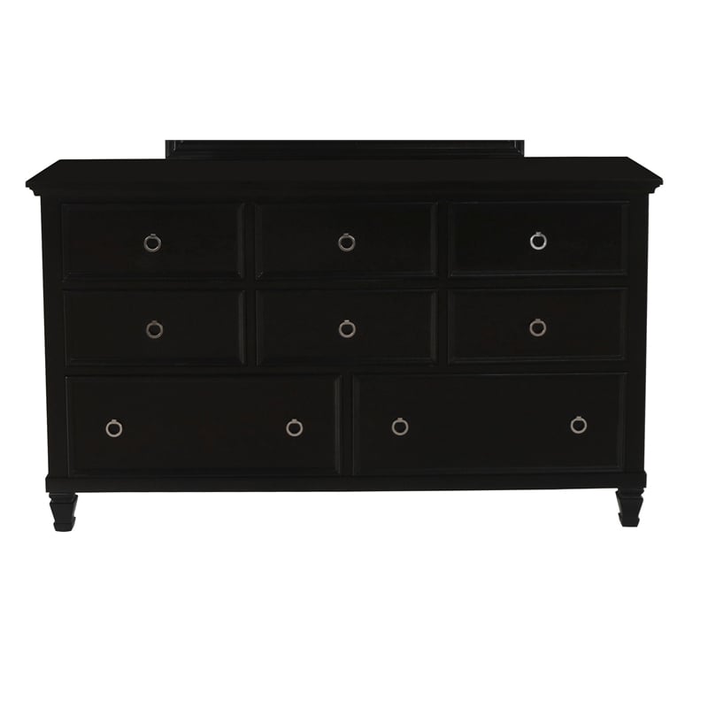 Pemberly Row Contemporary 8-Drawer Wood Dresser in Black Finish