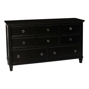 Pemberly Row Contemporary 8-Drawer Wood Dresser in Black Finish