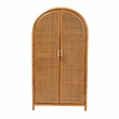 Pemberly Row Modern Bohemian Light Honey Rattan Large Storage Cabinet