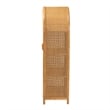 Pemberly Row Modern Bohemian Light Honey Rattan Large Storage Cabinet