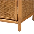 Pemberly Row Modern Bohemian Light Honey Rattan Large Storage Cabinet