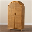 Pemberly Row Modern Bohemian Light Honey Rattan Large Storage Cabinet