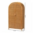 Pemberly Row Modern Bohemian Light Honey Rattan Large Storage Cabinet