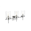 Pemberly Row 3-Light Iron & Glass Bath Sconce in Chrome/Clear