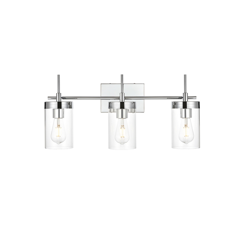 Pemberly Row 3-Light Iron & Glass Bath Sconce in Chrome/Clear