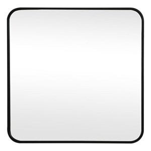 Pemberly Row 24x24&quot Soft Corner Square Metal Mirror in Black