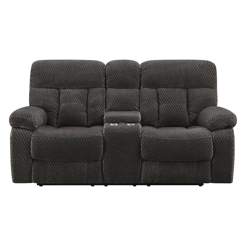 Pemberly Row Modern Polyester Fabric Console Loveseat in Charcoal