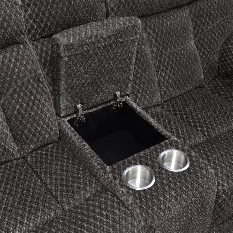 Pemberly Row Modern Polyester Fabric Console Loveseat in Charcoal