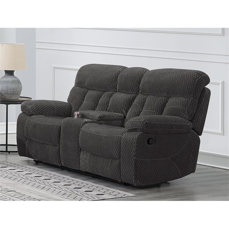 Pemberly Row Modern Polyester Fabric Console Loveseat in Charcoal