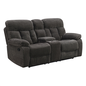 Pemberly Row Modern Polyester Fabric Console Loveseat in Charcoal
