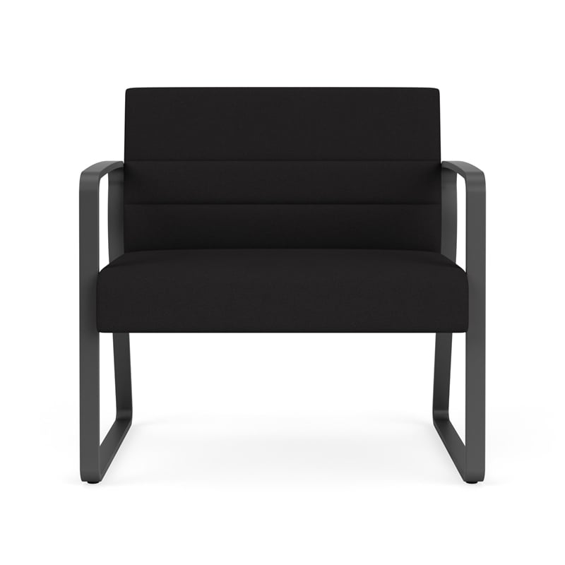Pemberly Row Reception Waiting Sled Base Bariatic Chair / Charcoal Steel / Black