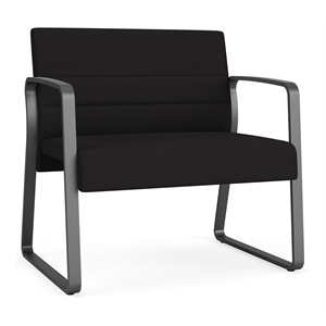 Pemberly Row Reception Waiting Sled Base Bariatic Chair / Charcoal Steel / Black