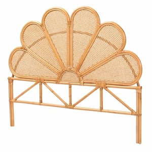 Pemberly Row Modern Bohemian Honey Rattan King Size Standalone Headboard