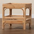 Pemberly Row Contemporary Bohemian Natural Finish Rattan End Table