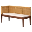 Pemberly Row Brown Rattan Acacia Wood 2-Piece Dining Nook Banquette Set