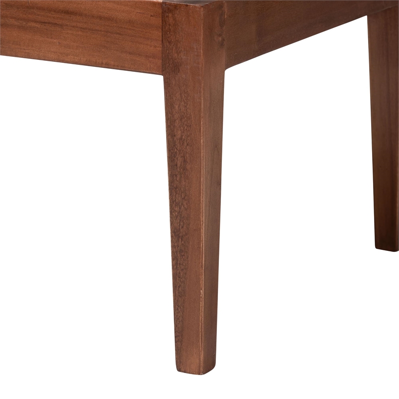 Pemberly Row Brown Rattan Acacia Wood 2-Piece Dining Nook Banquette Set