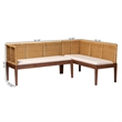 Pemberly Row Brown Rattan Acacia Wood 2-Piece Dining Nook Banquette Set
