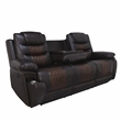 Pemberly Row Modern Leather Sofa with Power Footrest in Brown