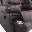Pemberly Row Modern Leather Sofa with Power Footrest in Brown