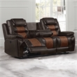 Pemberly Row Modern Leather Sofa with Power Footrest in Brown