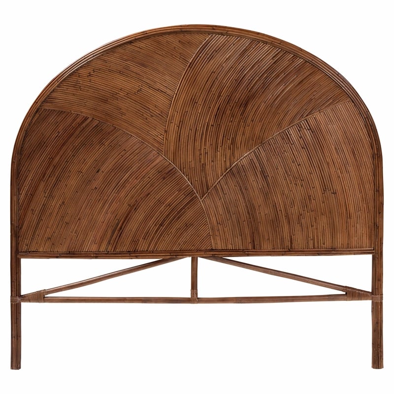 Pemberly Row Bohemian Dark Brown Rattan King Size Standalone Headboard