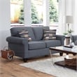 Pemberly Row Contemporary Rolled Arm Loveseat with Two Pillows