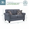 Pemberly Row Contemporary Rolled Arm Loveseat with Two Pillows