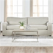Pemberly Row Polyester Fabric 3-Seater Sofa in Chiffon Natural