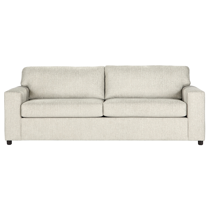 Pemberly Row Polyester Fabric 3-Seater Sofa in Chiffon Natural