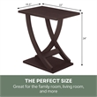 Pemberly Row Criss-Cross Chairside End Table in Espresso Wood Finish